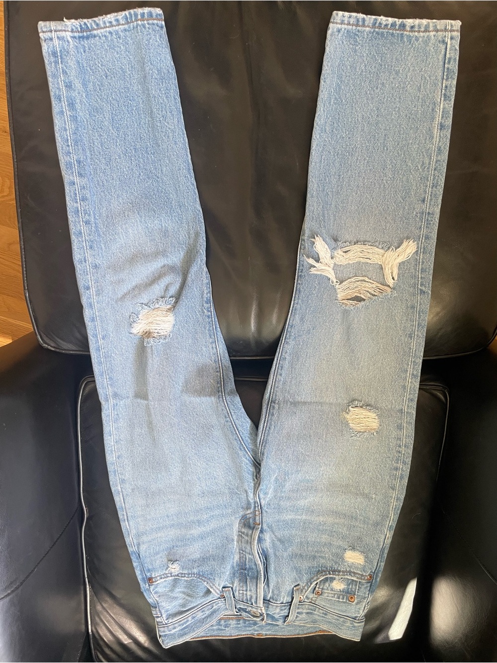 Levi's Light Blue Distressed Straight Jeans